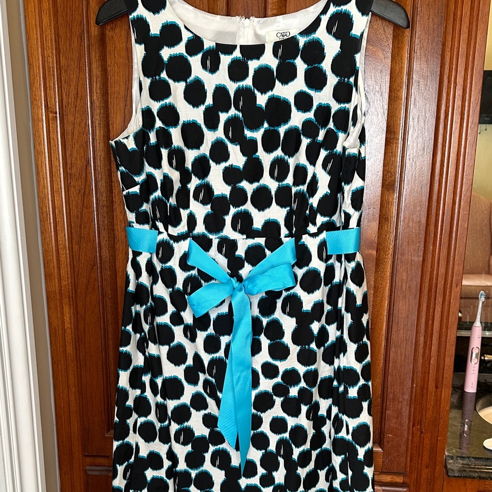 Cato Black and Blue Polka Dot Formal Dress